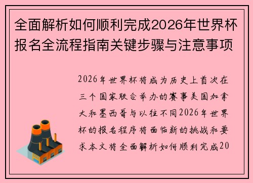 全面解析如何顺利完成2026年世界杯报名全流程指南关键步骤与注意事项 全面解析如何顺利完成2026年世界杯报名全流程指南关键步骤与注意事项